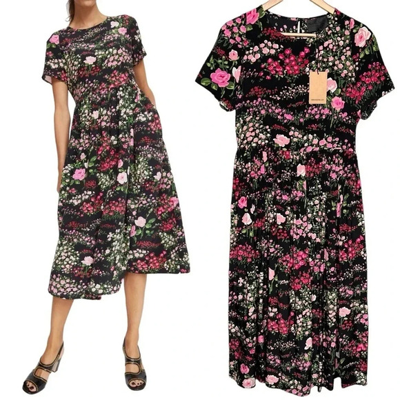 NWT No.6 Maeve Silk Dress Black English Garden - Picture 1 of 8